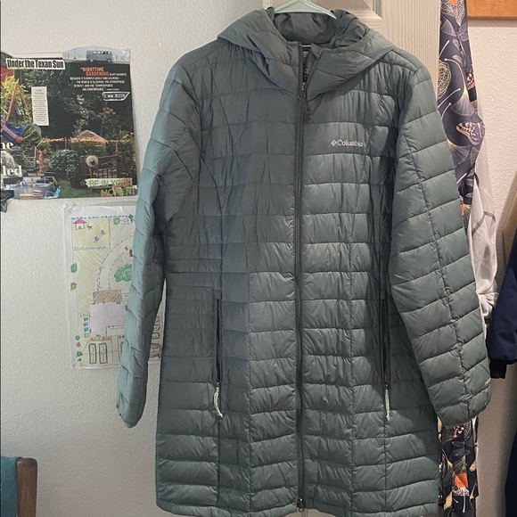 Teal Columbia Omni Heat Mid thigh Coat - Picture 1 of 11